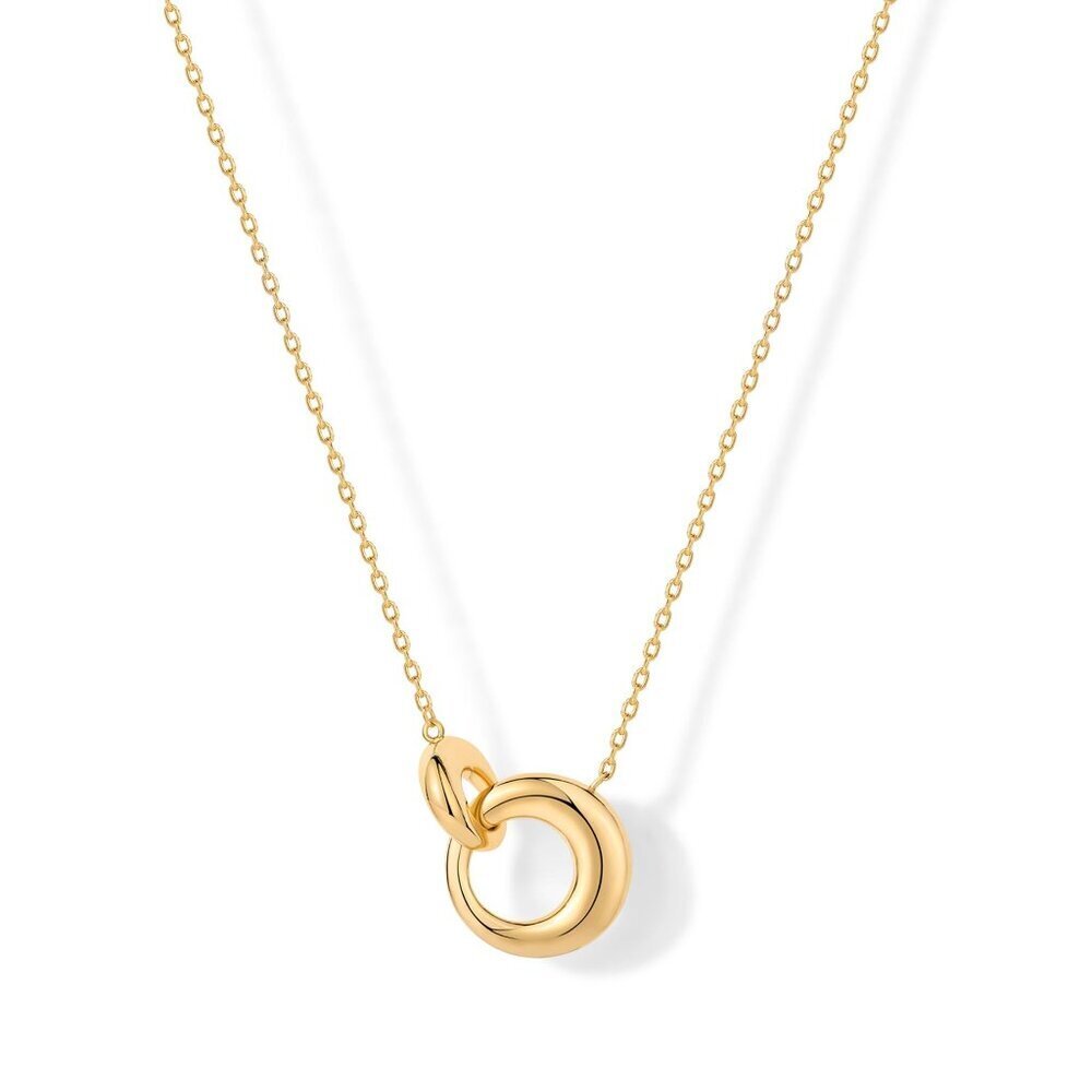Dainty Interlock Circle Pendant Necklace Elegant Minimal Chic Gold Plated